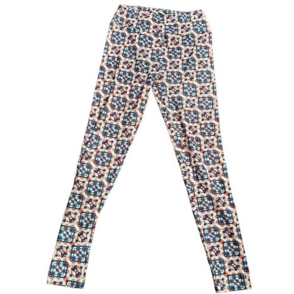Lularoe Blue Orange Geometric Print High Waisted Soft Leggings Size One Size - Picture 5 of 5